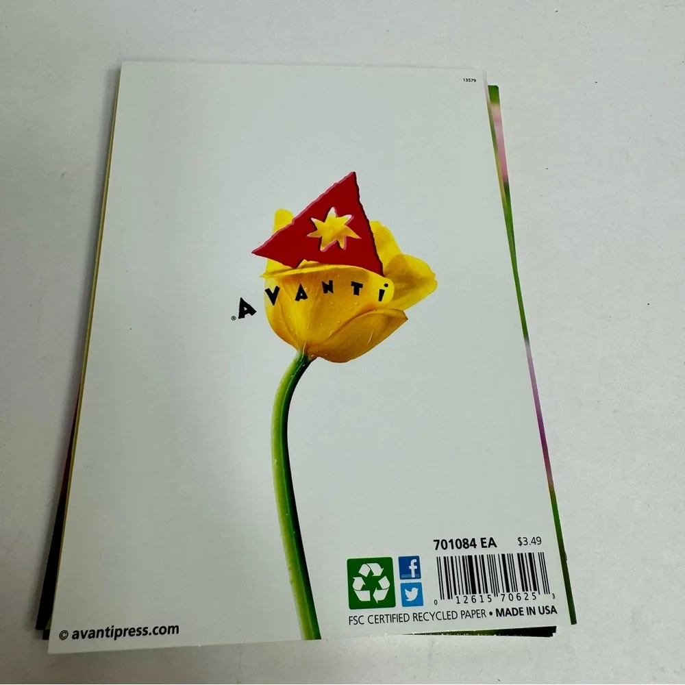 4 Avanti Greeting cards -chipmunk in yellow flower with bunny ears. Easter.